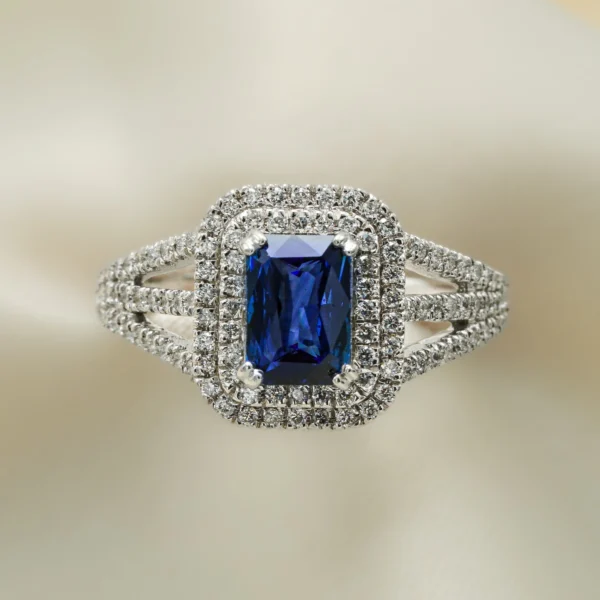 Azure Elegance Split Band Sapphire Ring