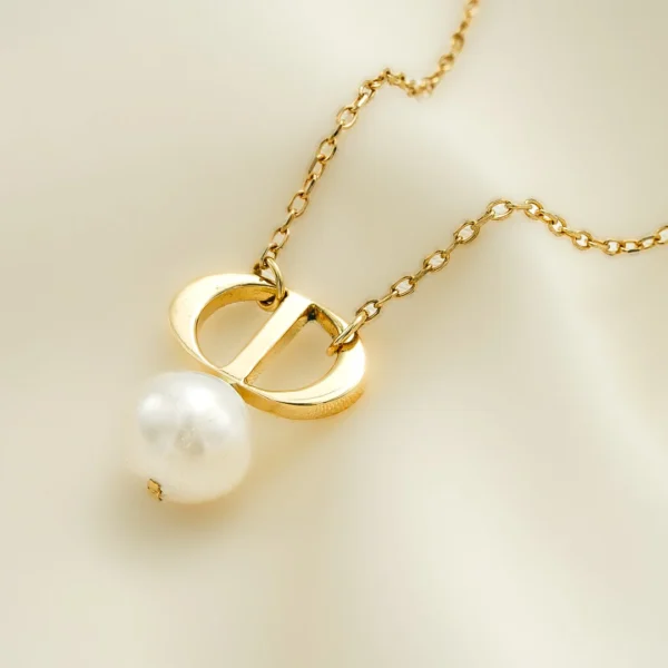 Golden Initial Pearl Elegance Necklace