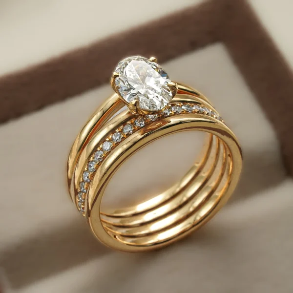 Golden Embrace Diamond Multi-Band Ring