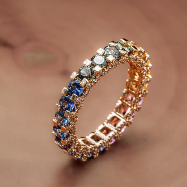 Radiant Rainbow Sapphire Splendor Ring